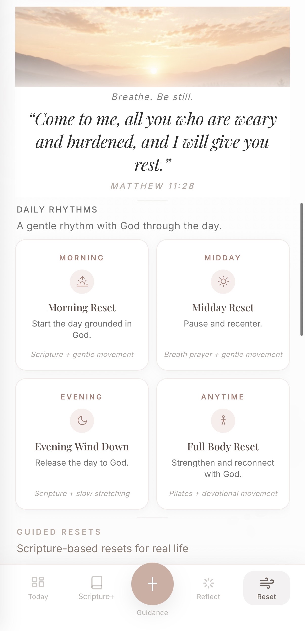 Reset — Scripture-based daily rhythms