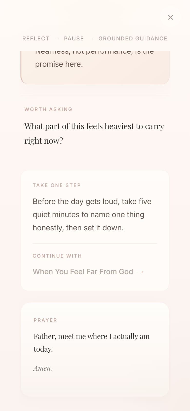 Grounded Reflection screen for journaling and noticing God